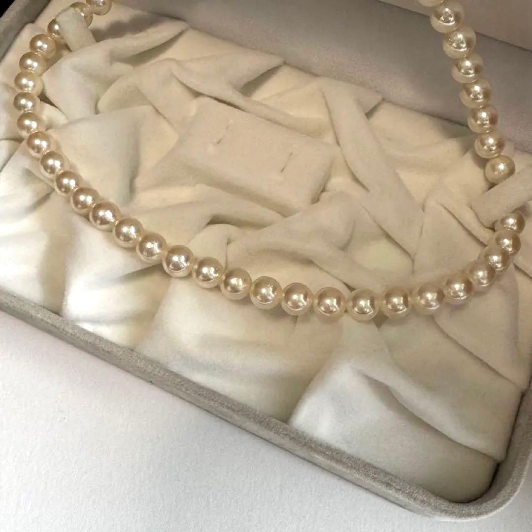 Akoya pearl necklace featuring approximately 7.8mm large white-based pearls