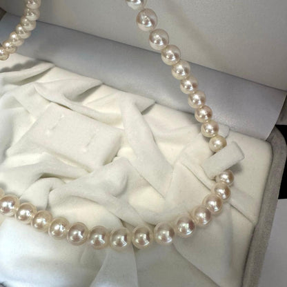 Akoya pearl necklace featuring approximately 7.8mm large white-based pearls
