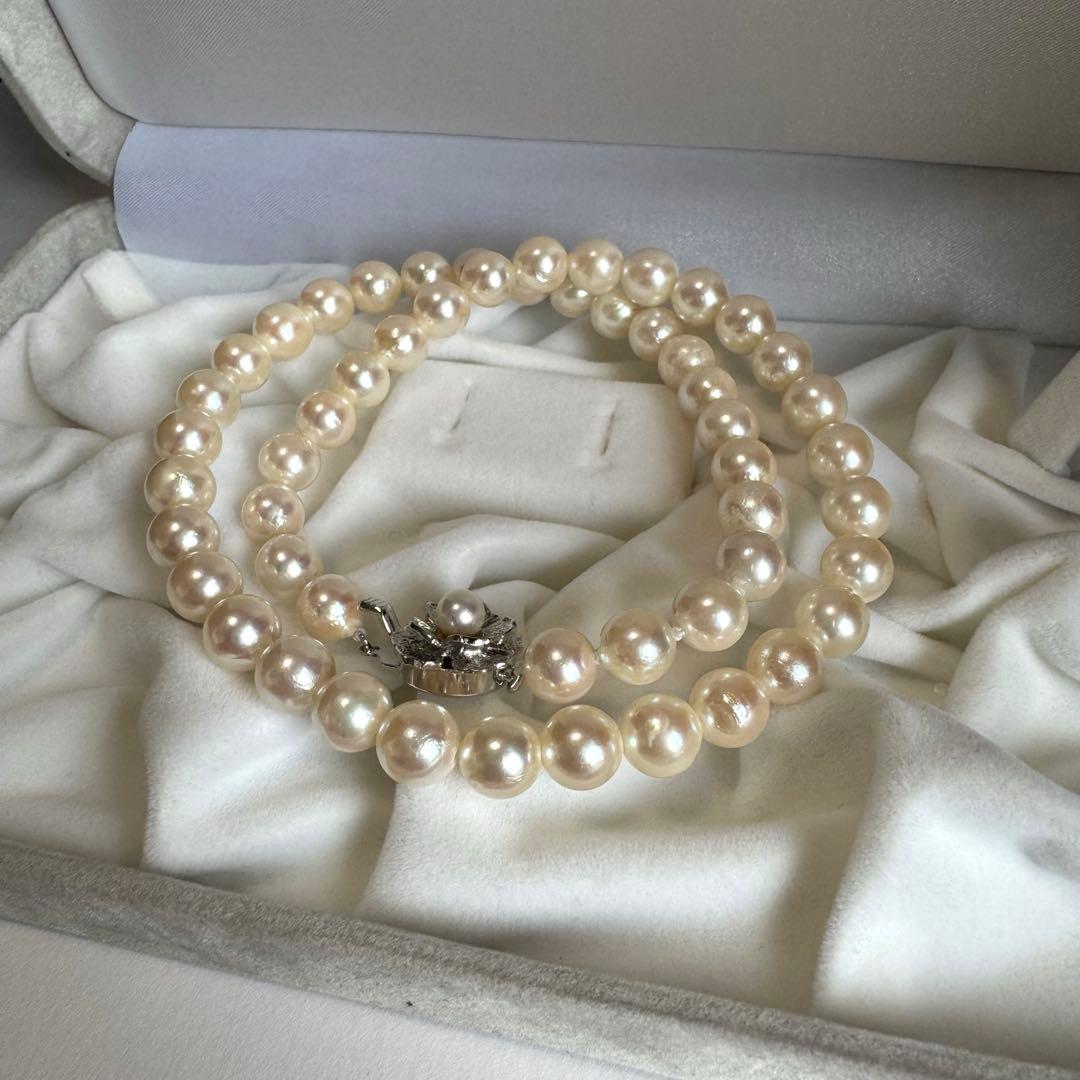 Akoya pearl necklace featuring approximately 7.8mm large white-based pearls