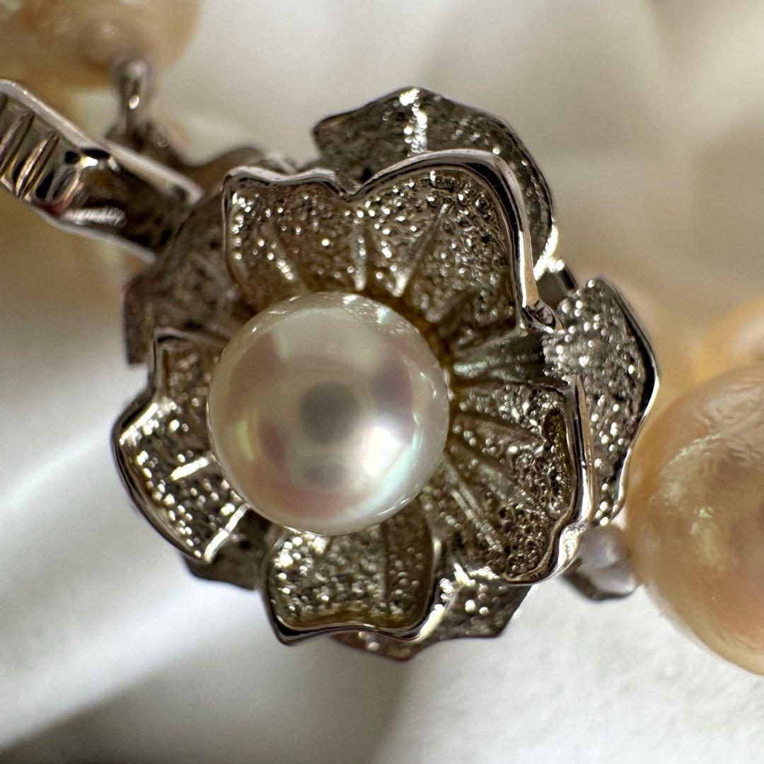 Akoya pearl necklace featuring approximately 7.8mm large white-based pearls