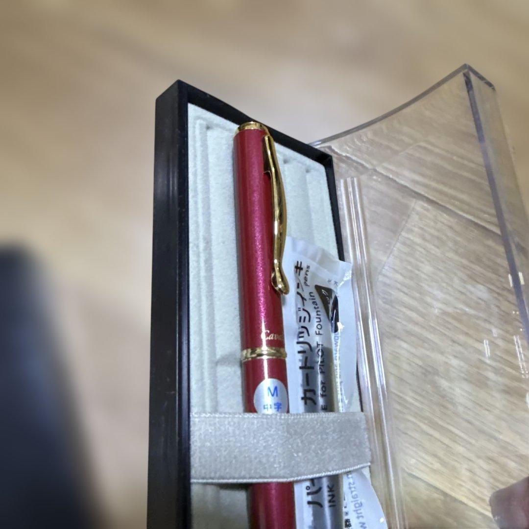 Discontinued Pilot Cavalier red ink pen with metal and plastic body