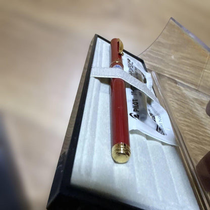 Discontinued Pilot Cavalier red ink pen with metal and plastic body