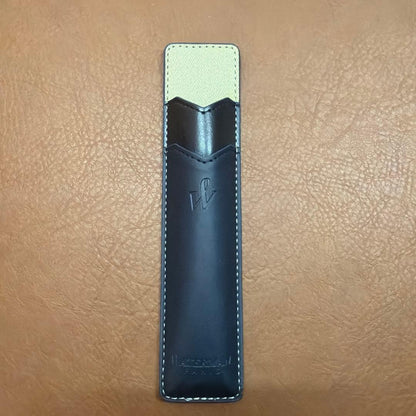 WATERMAN Expert Matte Black ballpoint pen with metal body and leather grip shown with included case