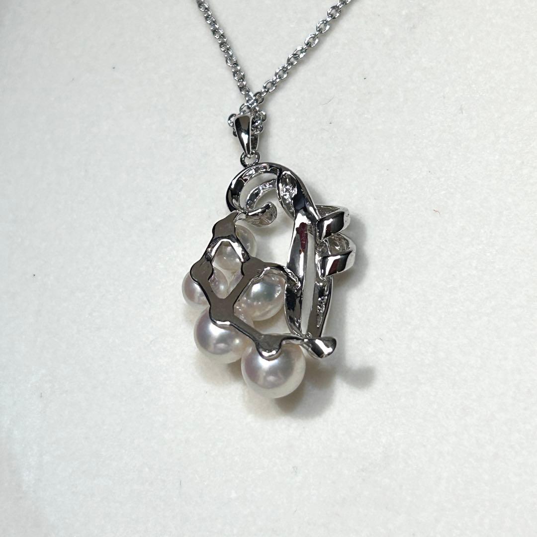 Mikimoto Akoya pearl silver necklace with 6.5mm pearls and 44cm chain length