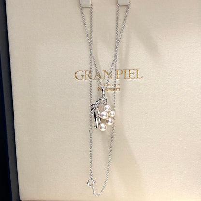 Mikimoto Akoya pearl silver necklace with 6.5mm pearls and 44cm chain length