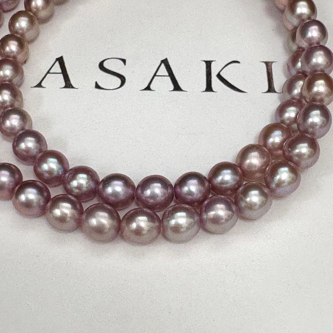 Tasaki genuine lavender pearl necklace with 6.1-6.3mm pearls and silver clasp, 43 cm length