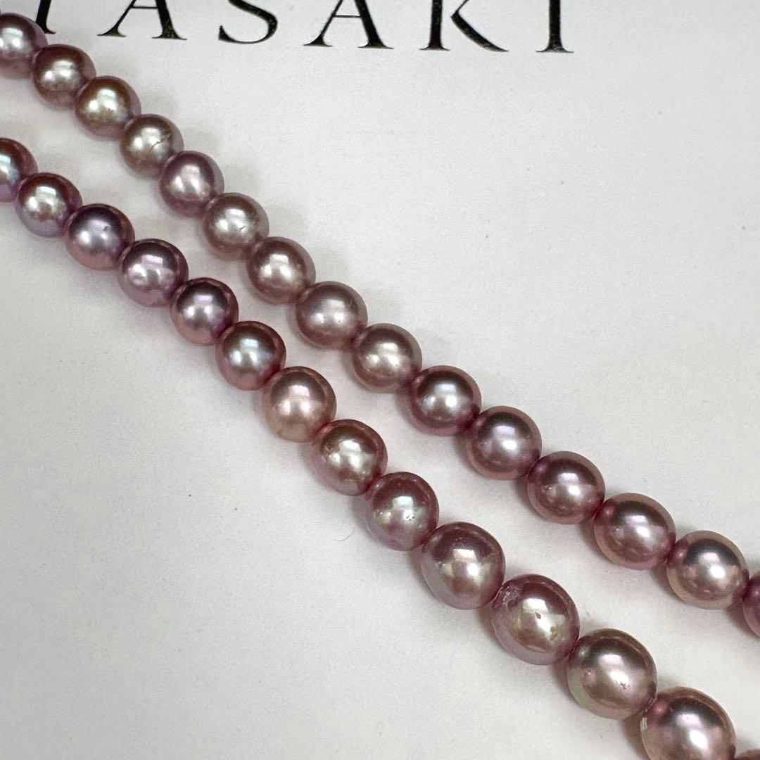Tasaki genuine lavender pearl necklace with 6.1-6.3mm pearls and silver clasp, 43 cm length