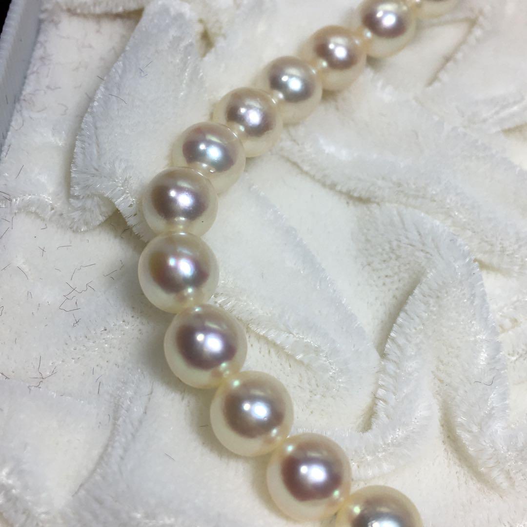 TASAKI Akoya pearl necklace 6.5-6.9mm pearls with SV clasp displayed on a white background