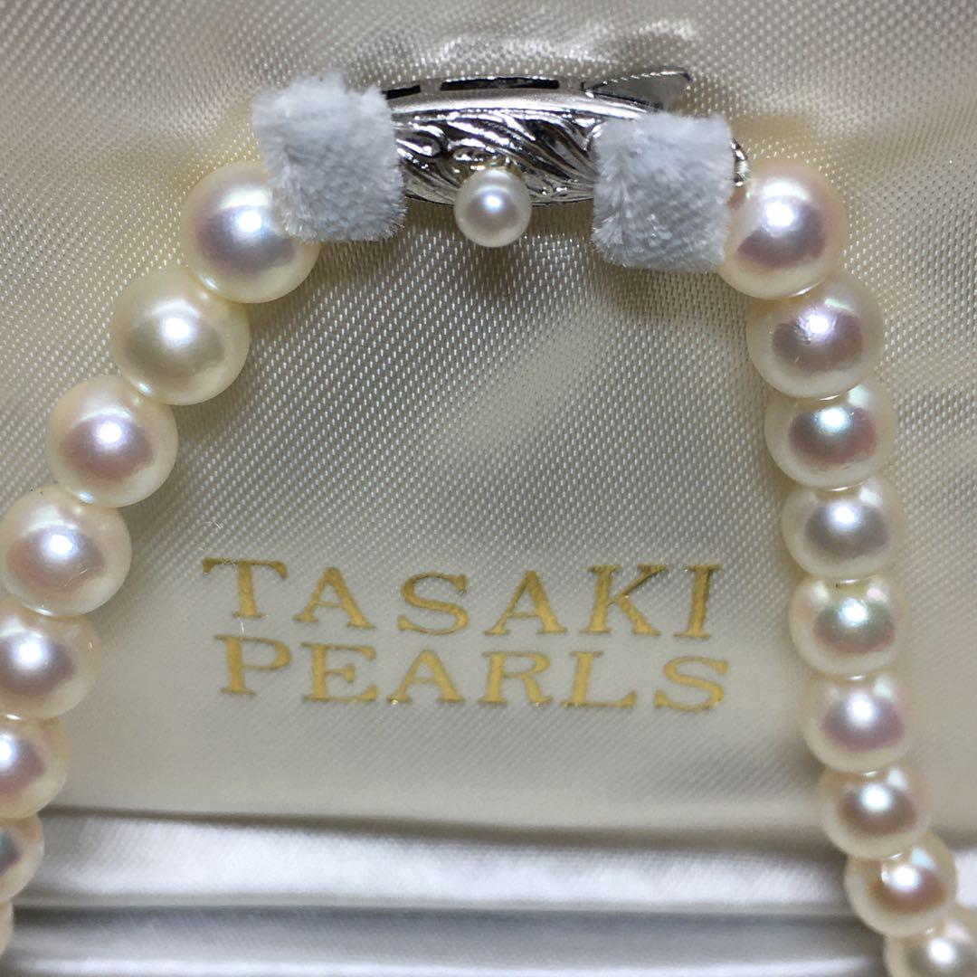 TASAKI Akoya pearl necklace 6.5-6.9mm pearls with SV clasp displayed on a white background