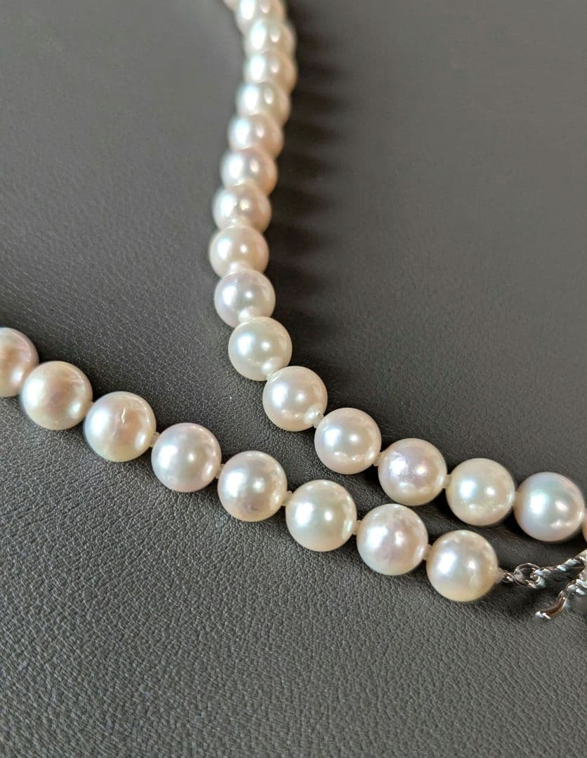 Ayako Pearl Necklace 8mm P34 featuring 8mm pearls with silver clasp on 21cm necklace length