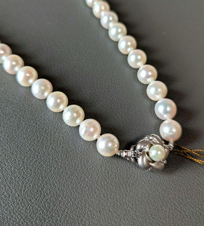 Ayako Pearl Necklace 8mm P34 featuring 8mm pearls with silver clasp on 21cm necklace length