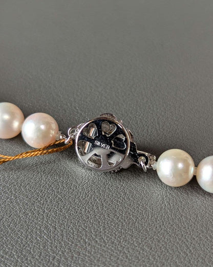 Ayako Pearl Necklace 8mm P34 featuring 8mm pearls with silver clasp on 21cm necklace length