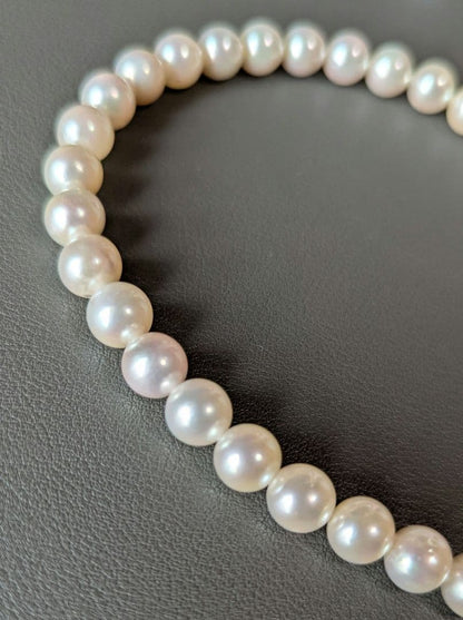 Ayako Pearl Necklace 8mm P34 featuring 8mm pearls with silver clasp on 21cm necklace length