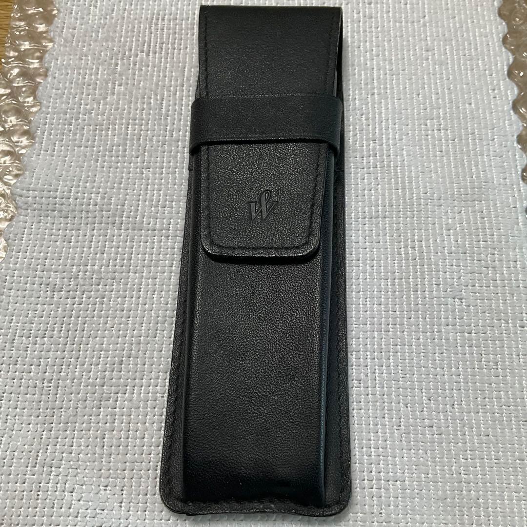 WATERMAN fountain pen with converter and black pen case holding three writing instruments