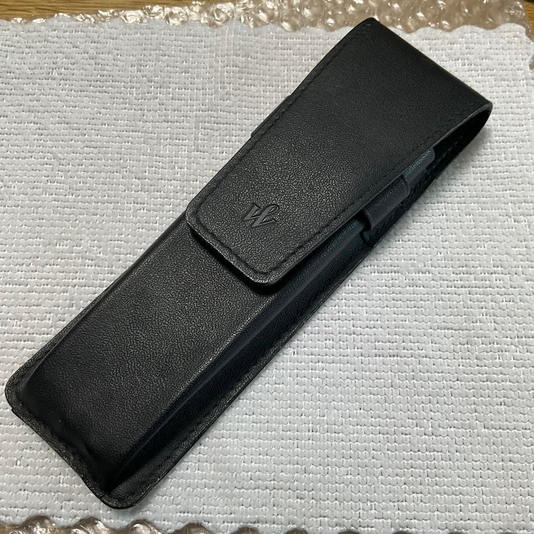 WATERMAN fountain pen with converter and black pen case holding three writing instruments