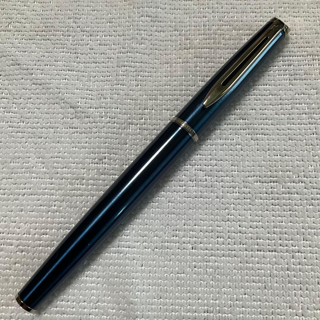 WATERMAN fountain pen with converter and black pen case holding three writing instruments