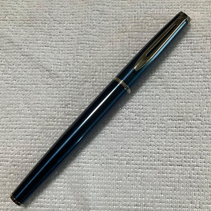 WATERMAN fountain pen with converter and black pen case holding three writing instruments