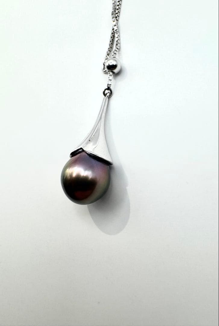 Tasaki SV Black Bird of Paradise necklace featuring a 10.8mm peacock color pearl on a 45cm chain