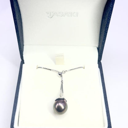 Tasaki SV Black Bird of Paradise necklace featuring a 10.8mm peacock color pearl on a 45cm chain