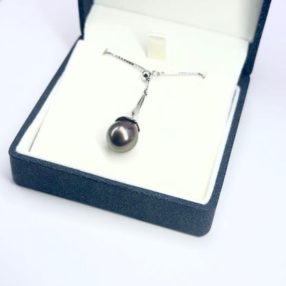 Tasaki SV Black Bird of Paradise necklace featuring a 10.8mm peacock color pearl on a 45cm chain