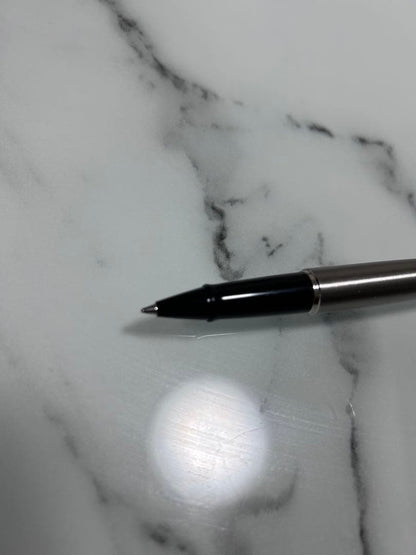 Waterman Hemisphere ballpoint and rollerball pen with stainless steel body engraved France and WATERMAN