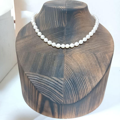 Akoya Baroque genuine pearl necklace with 7-7.5mm pearls on 41cm silver 925 chain stamped SILVER