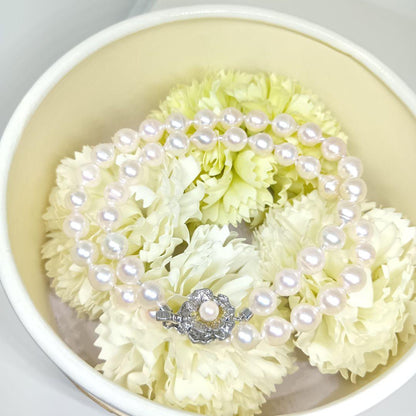 Akoya Baroque genuine pearl necklace with 7-7.5mm pearls on 41cm silver 925 chain stamped SILVER