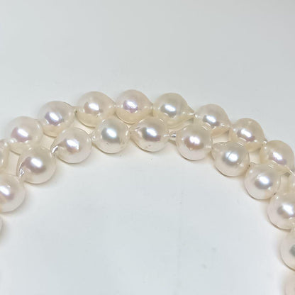 Akoya Baroque genuine pearl necklace with 7-7.5mm pearls on 41cm silver 925 chain stamped SILVER