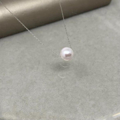 PT850 platinum chain necklace featuring approximately 7mm Akoya pearls with a 40cm length
