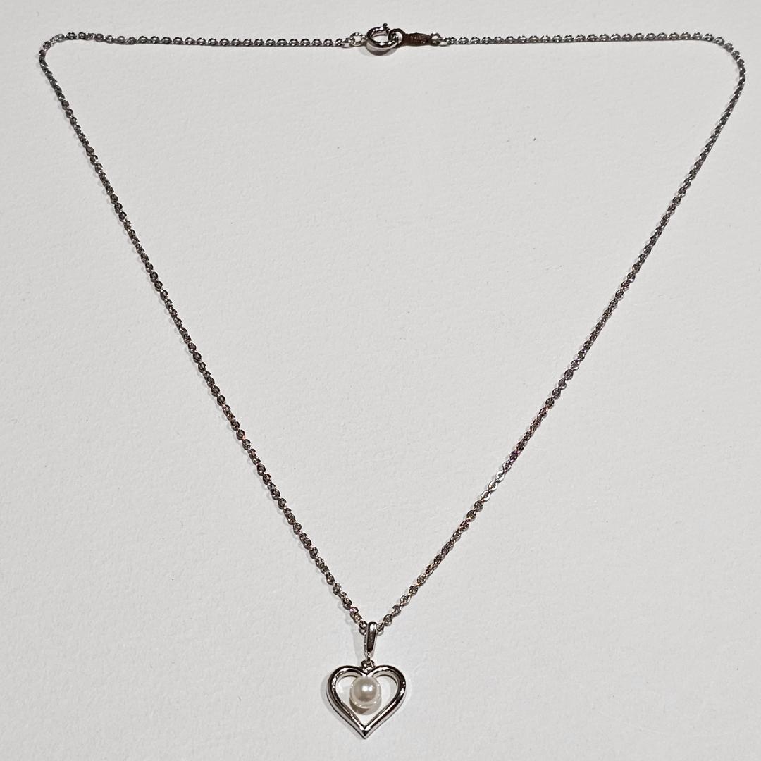 Mikimoto vintage 5mm pearl necklace with sterling silver SV925 chain length 38cm from 1970s-1980s