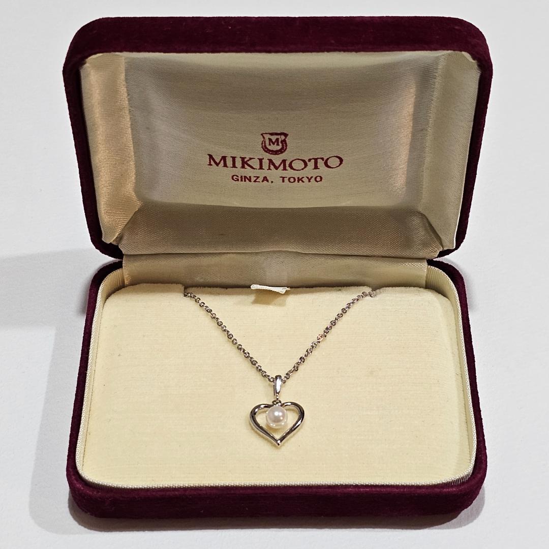 Mikimoto vintage 5mm pearl necklace with sterling silver SV925 chain length 38cm from 1970s-1980s