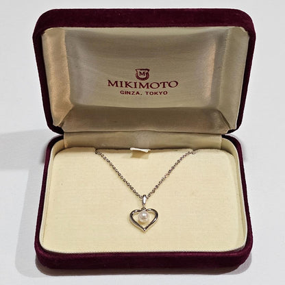 Mikimoto vintage 5mm pearl necklace with sterling silver SV925 chain length 38cm from 1970s-1980s