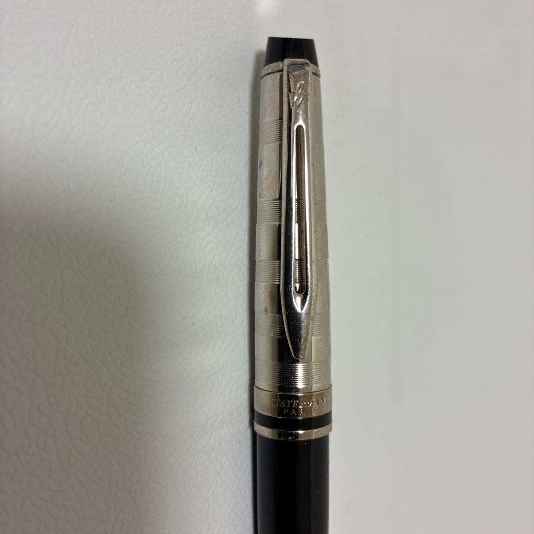 Waterman ballpoint pen in black and silver with metallic finish alongside its dedicated case