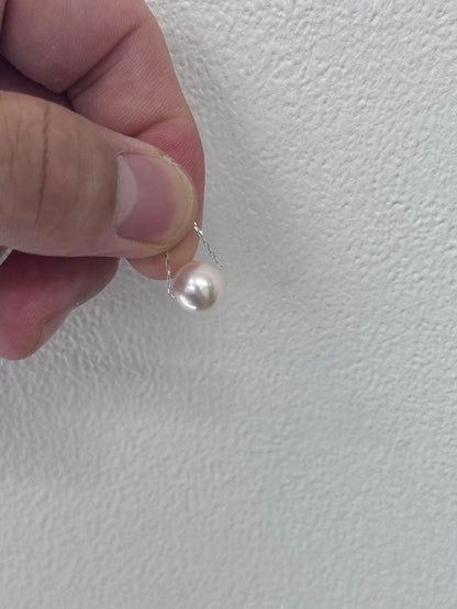 Akoya Pearl 9mm Hanadama round white pink pendant on K18WG chain with engraving