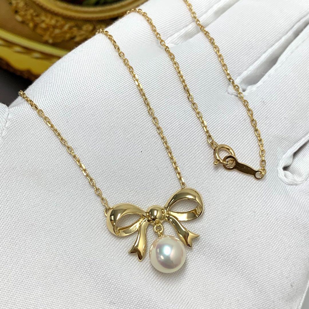 K18YG Mikimoto necklace with a 7.3mm Akoya pearl pendant and 40cm gold chain