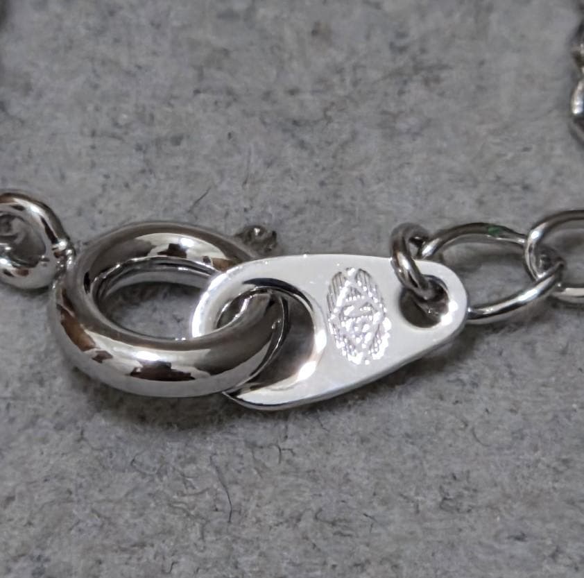 Tasaki Pearl Mabe Pearl silver necklace with a 42cm chain and detailed top shown