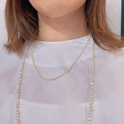 Akoya pearl baby pearl necklace with 3-3.5mm white pearls and S925 clasp, 55cm length