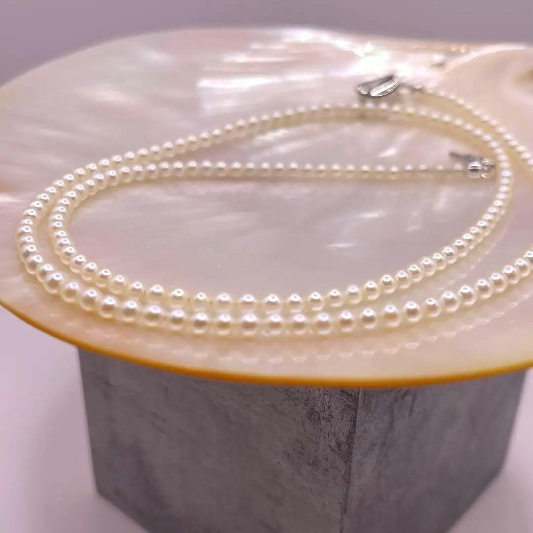 Akoya pearl baby pearl necklace with 3-3.5mm white pearls and S925 clasp, 55cm length