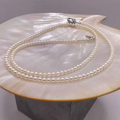 Akoya pearl baby pearl necklace with 3-3.5mm white pearls and S925 clasp, 55cm length