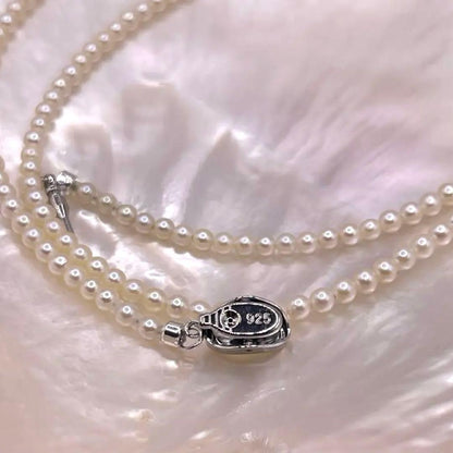 Akoya pearl baby pearl necklace with 3-3.5mm white pearls and S925 clasp, 55cm length