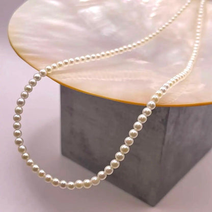 Akoya pearl baby pearl necklace with 3-3.5mm white pearls and S925 clasp, 55cm length