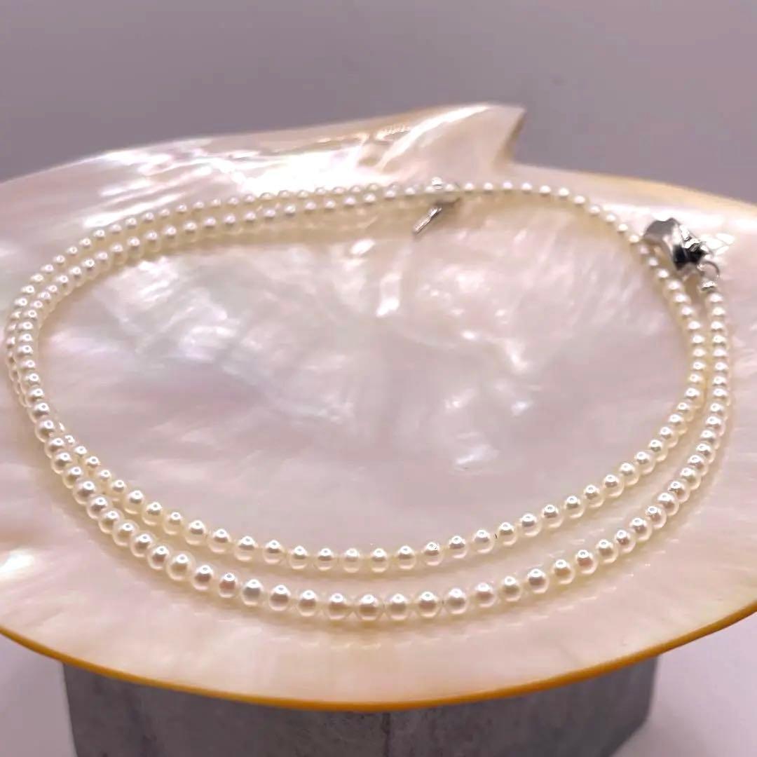 Akoya pearl baby pearl necklace with 3-3.5mm white pearls and S925 clasp, 55cm length