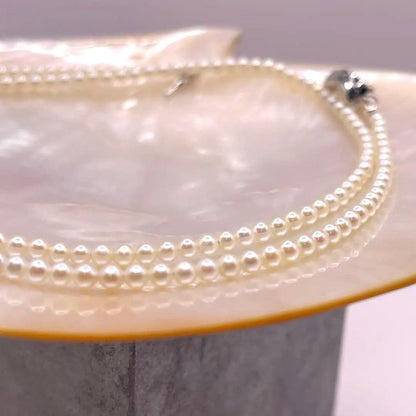 Akoya pearl baby pearl necklace with 3-3.5mm white pearls and S925 clasp, 55cm length
