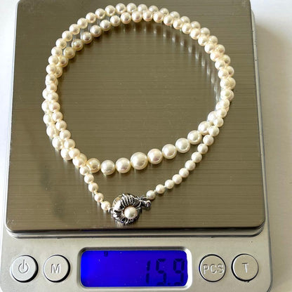 Akoya pearl necklace featuring gradation pearls sized 3.3-6.9mm on a 45cm strand with certificate