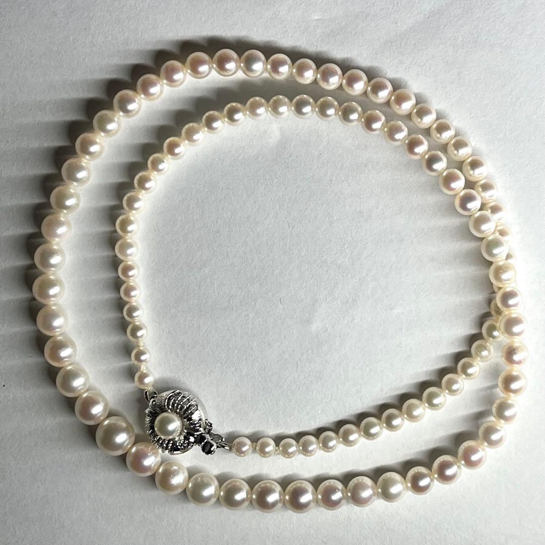 Akoya pearl necklace featuring gradation pearls sized 3.3-6.9mm on a 45cm strand with certificate