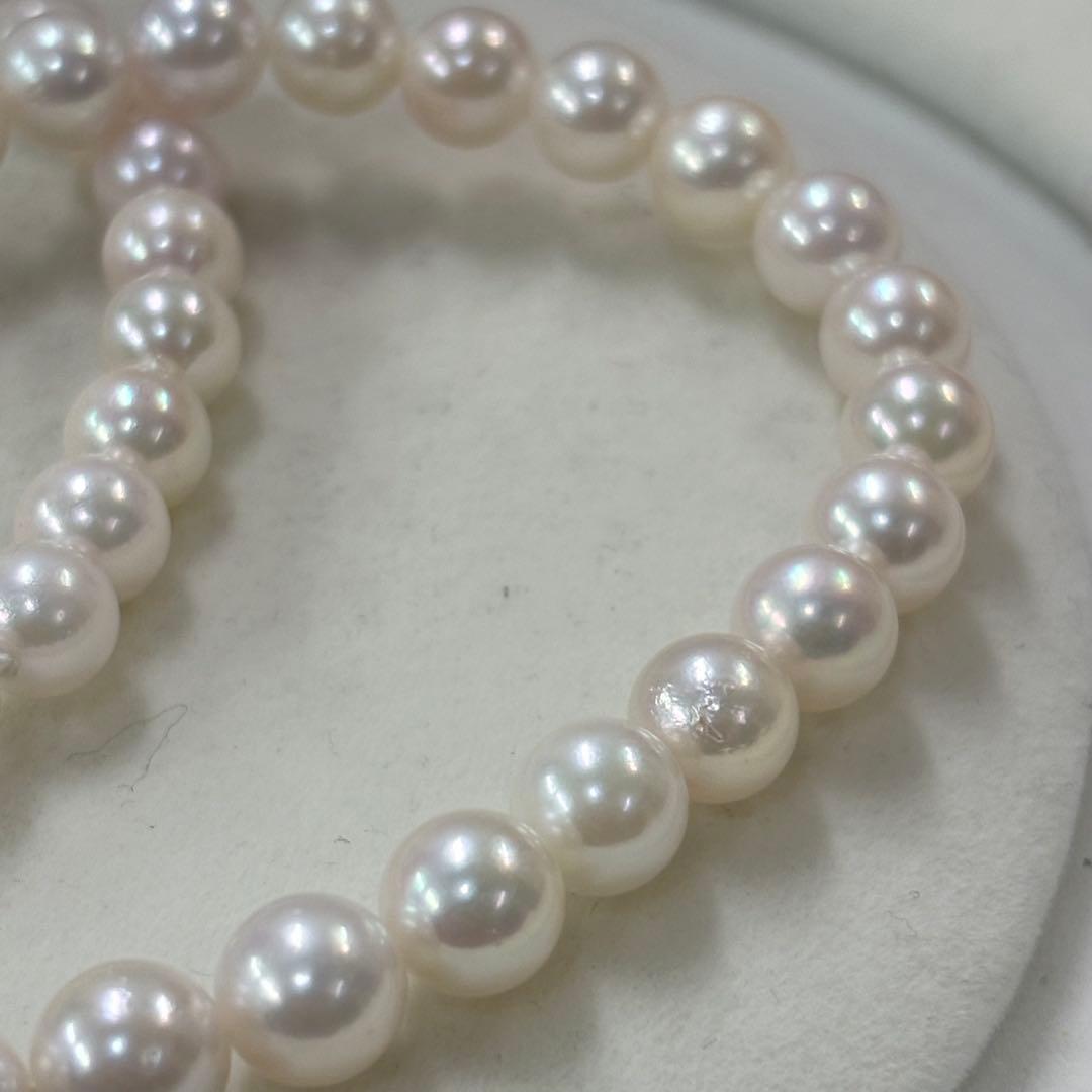 Akoya pearl necklace with 6-8.7mm pearls, 43cm length, showcasing lustrous white pearls from Ise-Shima Ebsu Bay