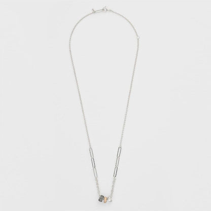 Agete 2025 Limited Edition Silver Necklace Set with three silver, gold, and black plated charms