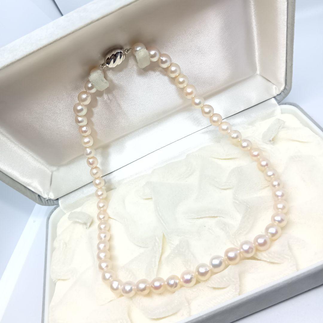 40cm Akoya pearl baroque necklace with 7mm pearls and Silver 925 stamp SILVER