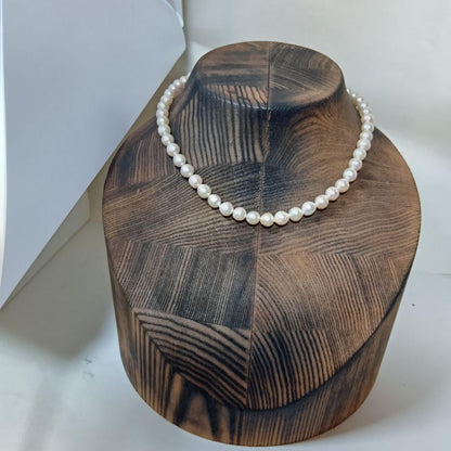 40cm Akoya pearl baroque necklace with 7mm pearls and Silver 925 stamp SILVER