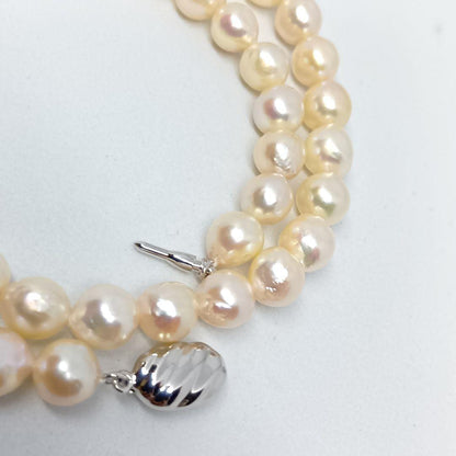 40cm Akoya pearl baroque necklace with 7mm pearls and Silver 925 stamp SILVER